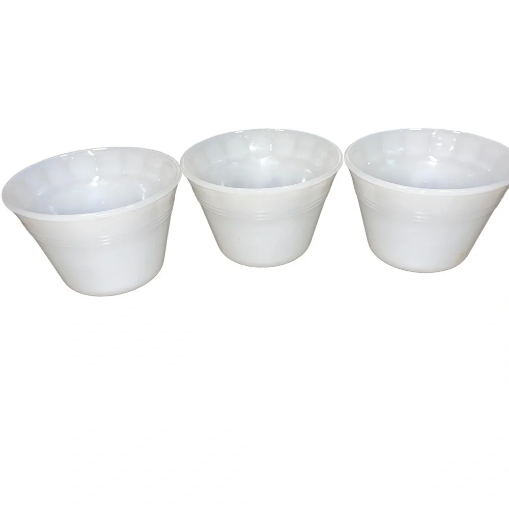Set 3‎ Dynaware Pyr-O-Rey Custard Brown Floral Daisy Cups Milk Glass Dynaware